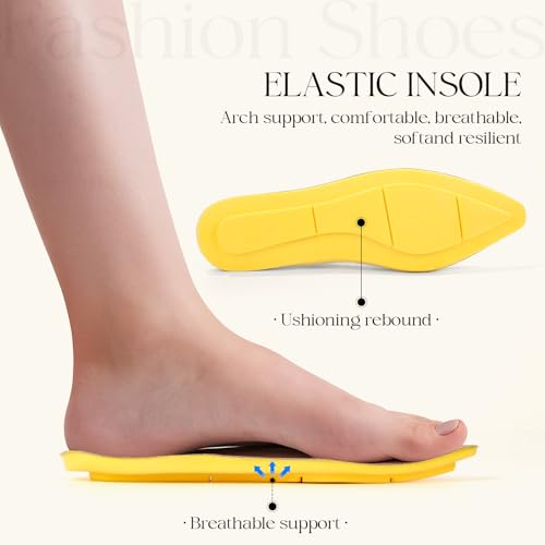 Women's Flat Shoes Comfortable Knit Pointed Toe Washable Ballet Flats with Soft Insole Arch Support3