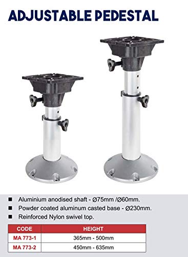 Oceansouth Adjustable Boat Seat Pedestal Base Aluminium Anodized Marine Boat Yacht Ma 773 (450-635Mm) #TOP2