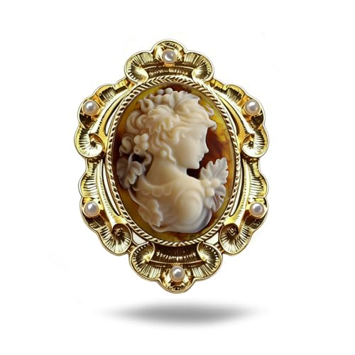 Vintage Cameo Brooch and Pendant 2 in 1, Classic Lady