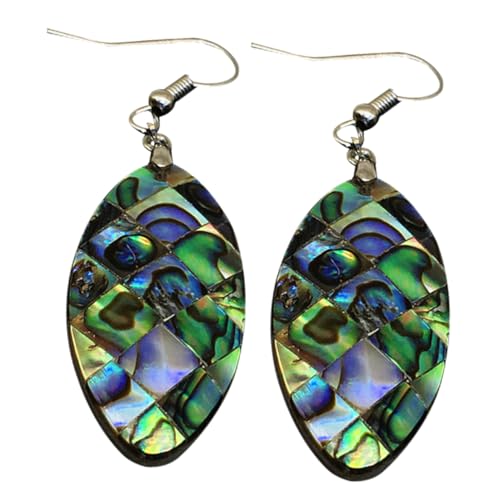 YARNOW Pendientes Colgantes de Concha de Abulón Natural Diseño Ojo de Caballo para Mujer Accesorios de Joyería Elegantes para Fiestas y Uso Diario
