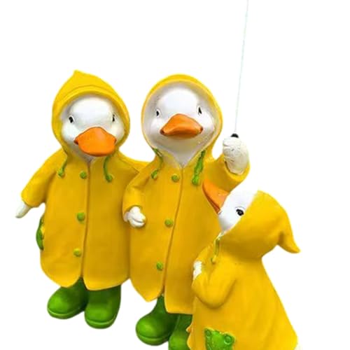 Statue Miniature de Retrait de Jardin - Décoration Canard Jaune