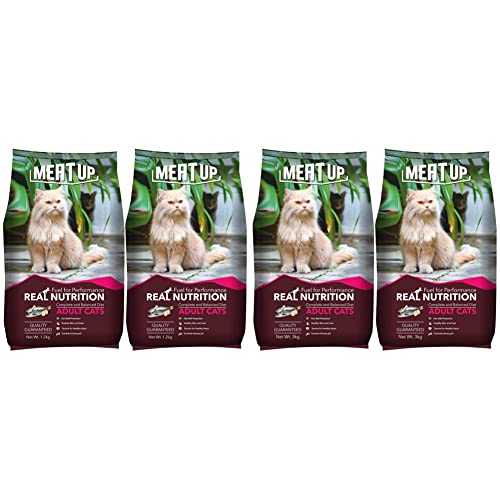 Image of Meat Up Adult Cat Food, Ocean Fish - 1.2 kg Pack (Buy 1 GET 1 Free) & Meat Up Adult Cat Food, Ocean Fish - 3 kg Pack (Buy 1 GET 1 Free)