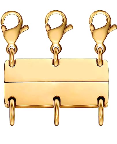 Clysoru Necklace Layering Clasps and Closures for Women Gold and Silver Multiple for Layered Separator Beads Chain Extender Necklaces Bracelet Safety Jewelry Clasp