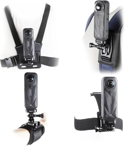 Image of Accessories Kit for Insta360 X5, One R, X and GoPro Hero 9,New Quick Release Head Strap Mount + Chest Mount Harness + Backpack Clip Holder + 360Rotating Wrist Strap