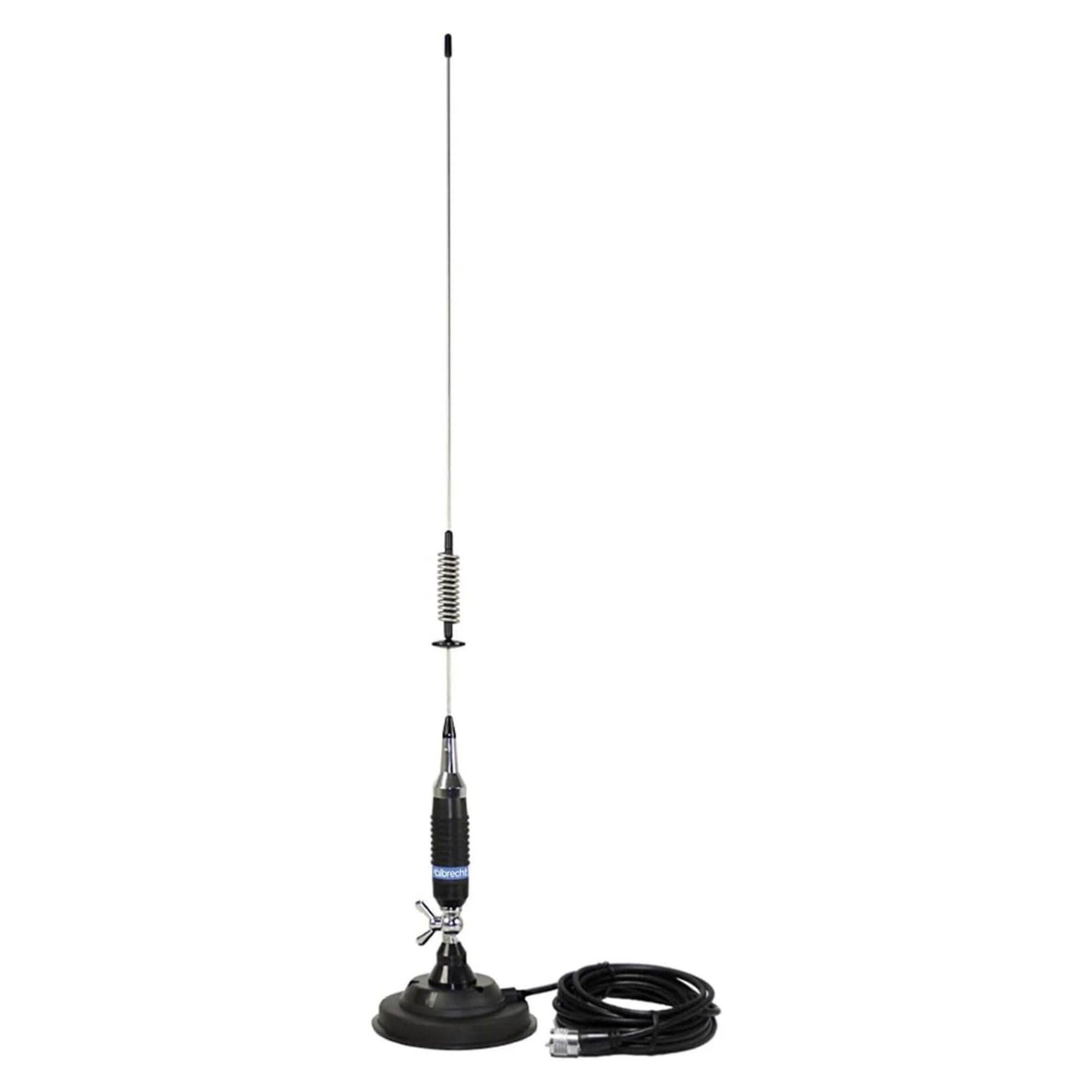 Albrecht S75 CB-Funk Antenne, Mobil-Antenne mit Magnetfuß 127 mm, 76 cm Gesamt-Länge, Komplett-Set inkl. 4 m Kabel & PL-Stecker, neigbar, aus Edelstahl