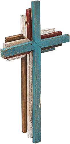 Stonebriar Accents of Faith 14' 3D Multicolor Wooden Wall Cross, Red, White, Blue, Kitchen