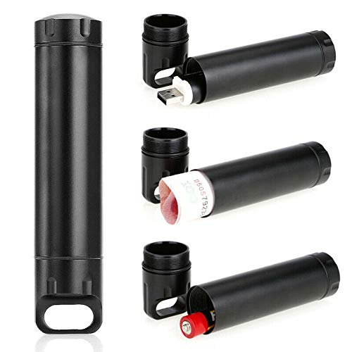 Capsule de survie étanche en aluminium - Lot de 4 - Noir - Camping, Alpinisme, Chasse