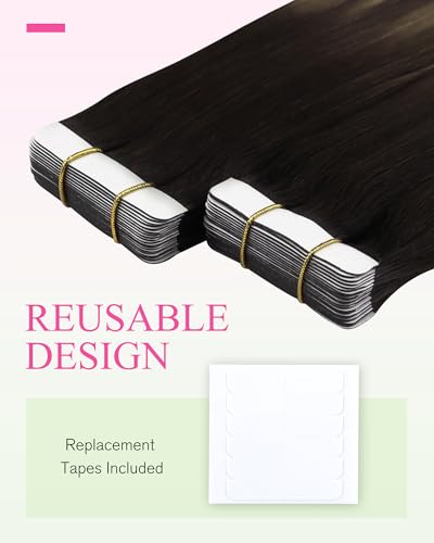 Image of YoungSee Balayage Human Hair Tape in Extensions, Short Straight Hair