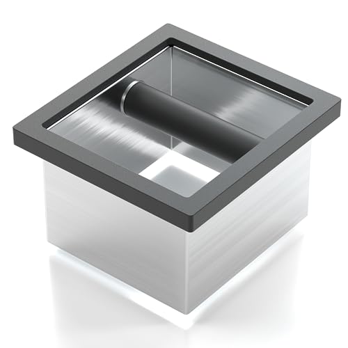 Bottomless Coffee Knock Box, Stainless Steel Espresso Knock Box Chute for Coffee Grounds, Counter Mounted Knock Box, Open Bottom Countertop Knock Box for Commercial Coffee Shop Office Home