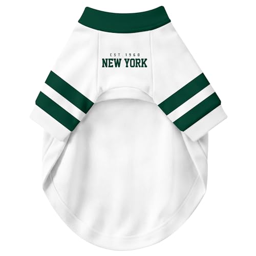 Image of New York J Dog Clothes Jersey Style Personalized Pet T Shirt with Custom Name Number for Small Medium Large Dogs