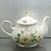 Jomop Ceramic Tea Pot Floral Design White 3-4 Cups 850 ml (Green)
