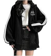Preppy Hoodies for Teen Girls Oversized Drawstring Aesthetic Sweatshirts Full Zip Up Long Sleeve ...
