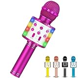 Winique Karaoke Machine for Kids, Bluetooth Mini Karaoke Machine with LED Lights, Christmas & Birthday Gift for All Ages 3 4 5 6 7 8 9 10+ Year Old Girls & Boys, Singing Anytime Anywhere (Rose Red)