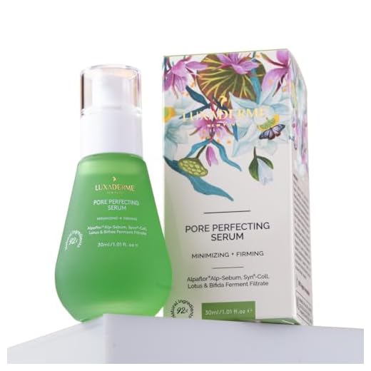 LuxaDerme Pore Perfecting Face Serum - Minimizes Pores, Controls Oil & Sebum, Firms Skin | 96% Natural Ingredients with Lotus water, Alpaflor® Alp-Sebum, Syn®-Coll, Galactomyces | Korean Skincare - 30ml