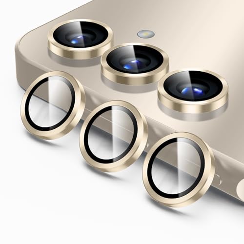Korecase for Galaxy S25 Plus Camera Lens Protector, 9H Tempered Glass Anti Scratch Camera Screen Protector Film Shcokproof Metal Ring Lens Protector for Samsung Galaxy S25+Plus (Gold)