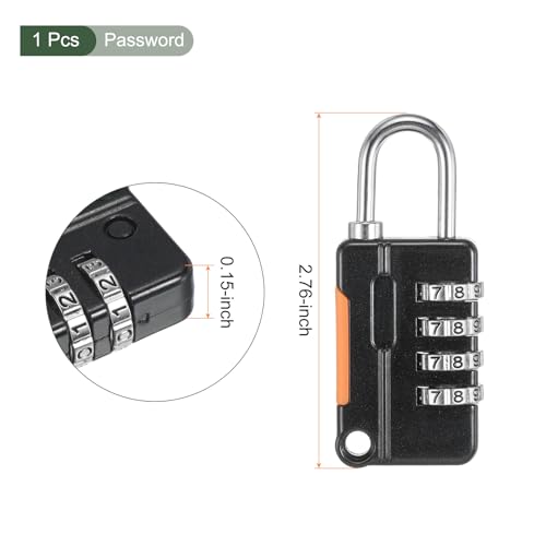 Image of YOKIVE 1 Set 4 Digit Combination Lock with Security Cables, Outdoor Padlock Steel Lock Chains | Great for Lockers Baggage Bikes (Black, 3Ft)