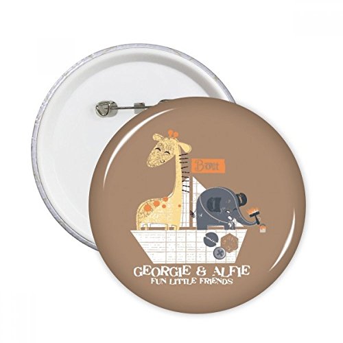 Badge bouton girafe éléphant rond décoratif pour vêtements XL 5pcs
