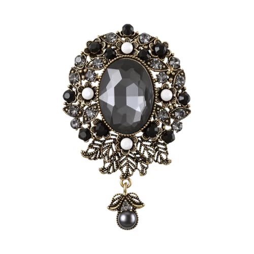 Image of Vintage Teardrop Rhinestone Brooch Crystal Diamond Wedding Brooches and Pins Flower Badge Boutonniere Corsage for Women