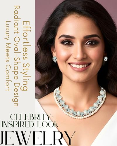 Image of Mansiyaorange Statement AD CZ American Diamond Cubic Zerconia Pearl Necklace Set | Gold Plated Chunky Fashion Jewelry for Women & Girls