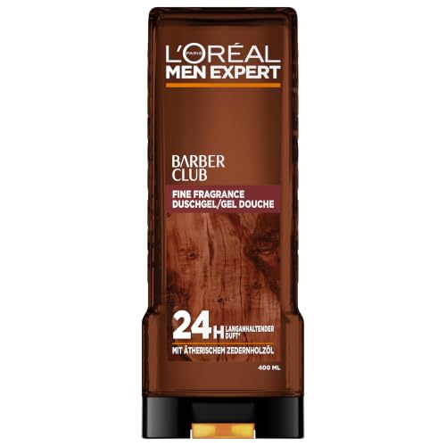 LOréal Men Expert XXL Duschgel und Shampoo für Männer Duschbad zur Reinigung von Körper Haar Gesicht und Bart Herren Körperpflege mit holzigem Duft und Zedernholzöl Barber Club 1 x 400ml