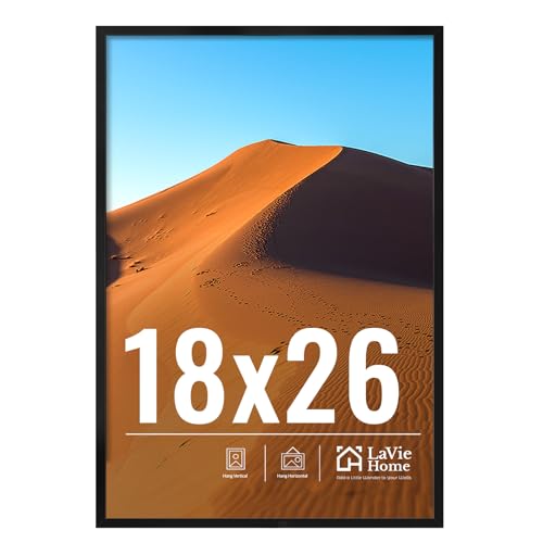Image of LaVie Home 18x26 Picture Frame for Wall Display, 18x26 Black Picture Frame with HD Plexiglas, 18 x 26 Poster Frame 1 Pack, Display Frame for Vertical or Horizontal, Classic Collection