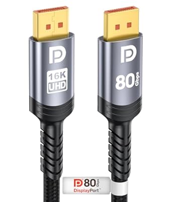 Sniokco 80Gbps DisplayPort Cable 2.1 5FT, VESA Certified 16K DP Cable 16K@60Hz 8K@240Hz 4K@540Hz 360Hz 240Hz Compatible with HDR HDCP 2.3 DSC FreeSync G-Sync Monitor Graphics RTX 5090 4090 PC HDTV