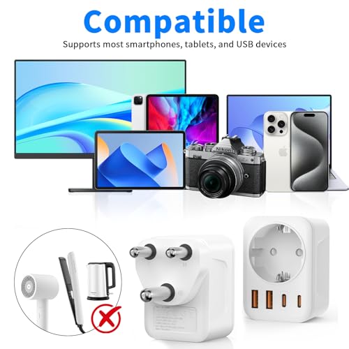 Adapter Südafrika Steckdose, 5 in 1 Reiseadapter Südafrika mit 1 AC & 2 USB-C & 2 USB-A(3.4A), Reiseadapter für Südafrika Steckdose Typ M, für Südafrika, Namibia,Botswana, Südafrika, Lesotho,Bhu