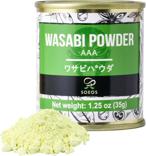 Soeos Wasabi Powder, 1.25 oz with Real Wasabi for Sushi, Sushi Powdered, Wasabi (Pack of 5)