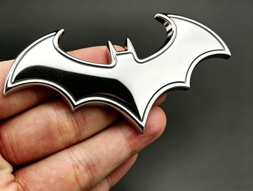 Image of 3D Metal Chrome Bat Emblem Badge Sticker Decoration for Car, Truck, Motorcycle, RV, Scooter, SUV, Door, Window (Silver Bat)