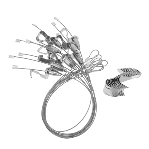 HAMPPLIES 10 juegos Sistema de Suspensión Ajustable Kit Ganchos y Cables para Colgar Imágenes para Decoración de Paredes y Arte Instalación para Cuadros Espejos y Decoraciones Ligeras