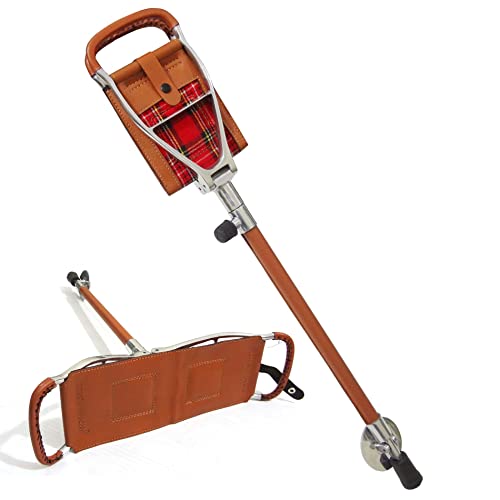 Schießsitzstock mit braunen Leder-Klappstühlen, leichter...