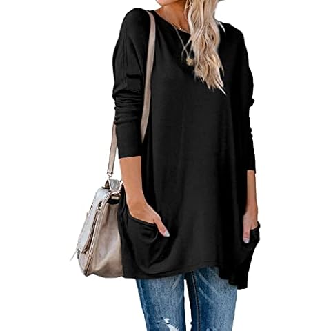 Florboom Tops for Women Casual Round Neck Thermal Pockets T-Shirt Black Size 22 24 Cover