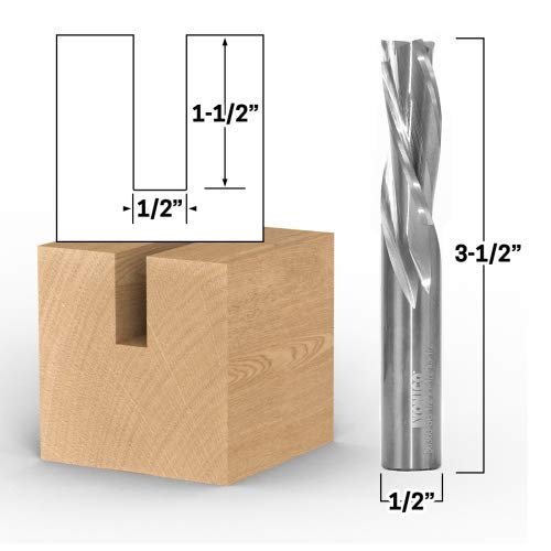 Yonico Downcut Router Bits Spiral 3 Flute Solid Carbide Cnc Low Helix End Mill 1/2-Inch Diameter 1/2-Inch Shank 36360-Sc #TOP1
