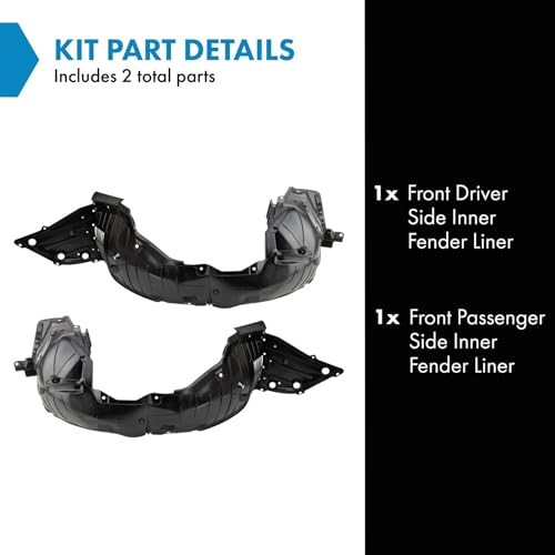 Image of TRQ Front Inner Fender Liner Set Compatible with 2013-2015 Nissan Altima NI1248134 NI1249134