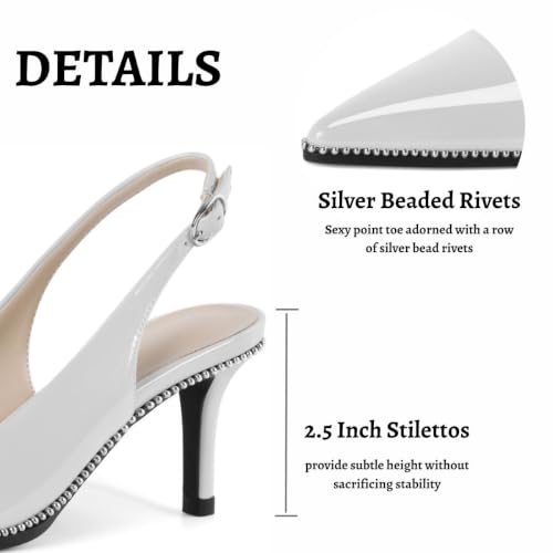 Image of YODEKS Slingback Heels for Women Pointy Toe Beaded Heels Close Toe Kitten Heel Pumps 2.5 Inch Stiletto Pumps Wedding Party Dressy Shoes