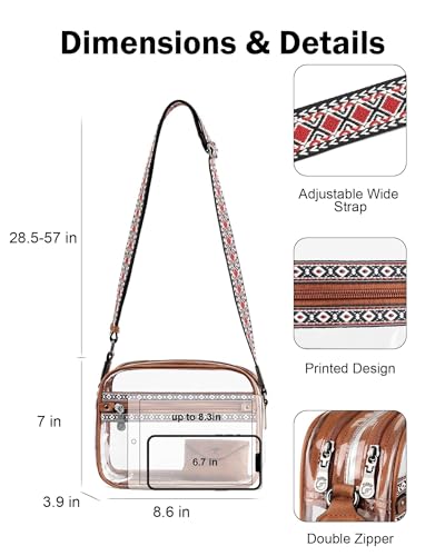 Image of FADEON Clear Bag for Stadium Events, Clear Crossbody Bag, Transparent Purse | Double-Zipper Clear Crossbody Meets 12 inchx12 inchx6 inch Stadium, Reinforced Straps, Waterproof for Concerts, Sports & Festivals