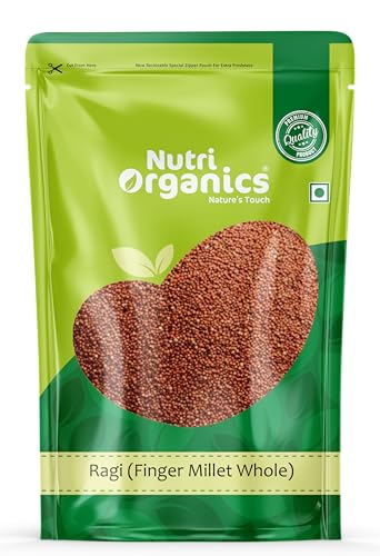NutriOrganics Unpolished Finger Millet (Ragi) - 1.5 Kg | Mandua/K...