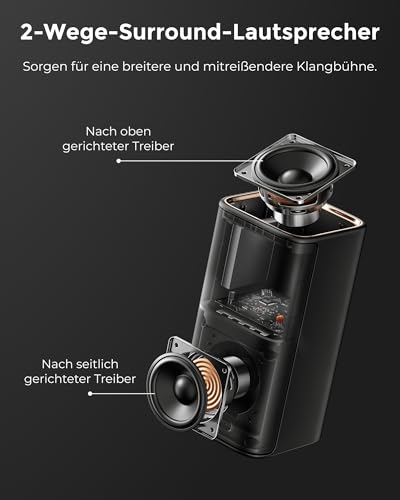 ULTIMEA Skywave X70 7.1.4ch Professionelles Kabelloses Surround Sound System für TV mit Dolby Atmos, 980W Soundbar mit 10\ Kabellosem Subwoofer, 20Hz Tiefer Bass, GaN Verstärker, 4K HDR Pass-Through