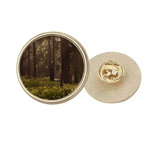 Broche ronde métal doré paysage de la nature M accessoire de mode pour écharpe femme