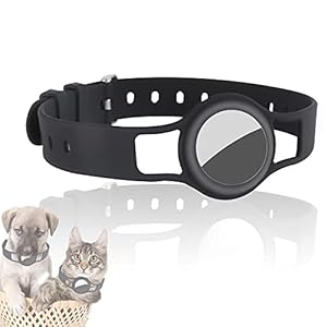 JLLTiioo Siliconen Halsband voor Honden en Katten Compatibel met Apple AirTag 2021, 20-40 cm (8,2″- 15,5″) Duurzaam en veilig Verstelbare lengte, Pet Finder Accessoirehoes (1 Stuk, Zwart)