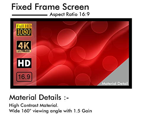 Image of Big VUE 150 Inches Fixed Frame Projector Screen 16:9 Diagonal Active 3D 4K Ultra Hd Projector Screen for Classroom, Office & Home Theater (150 Inch, High Contrast Alr)