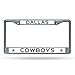 NFL Dallas Cowboys Chrome License Plate Frame,12-Inch by 6-Inch,Silver