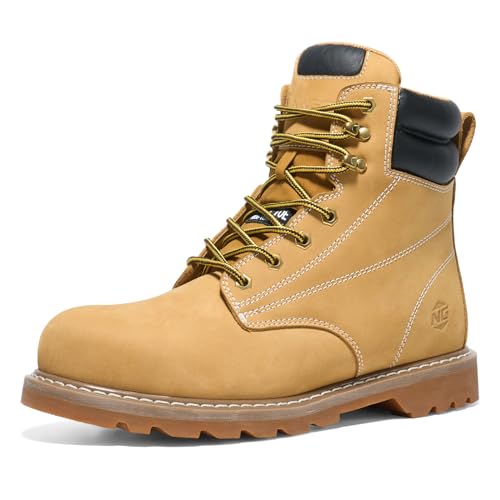 Image of NINGO Waterproof Steel Toe Work Boots for Men, EH Rated, Slip Resistant | Mens Safety Toe Work Shoes, ASTM F2413-24, Full-Grain Leather, Oil Resistant, for Construction Industrial Warehouse