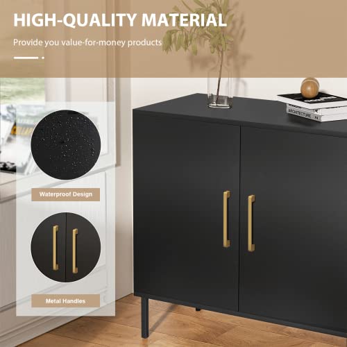 Resom Modern Storage Cabinet With Double Doors, White Sideboard With Adjustable Shelves, Accent Cabinet For Living Room, Bedroom, Home Office And Hallway (Black) #TOP3