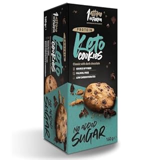 1 Attimo in Forma Biscotti Proteici Keto per Dieta Chetogenica Senza Zuccheri Aggiunti 160 gr | Basso Contenuto di Carboidrati, Ricco di Fibre, Snack Spuntino Colazione - 1 Confezione