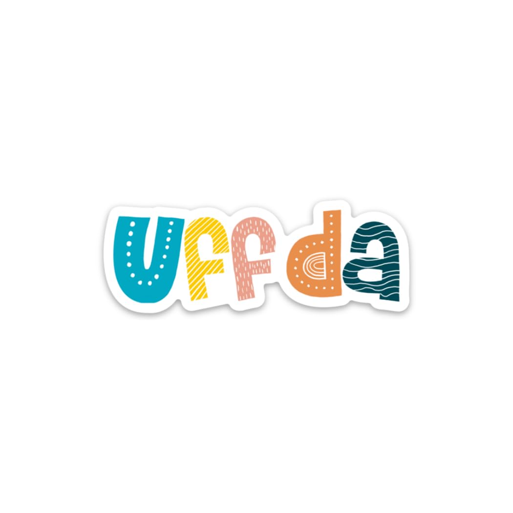 Uffda Colorful Vinyl Sticker - 3" Decal, Waterproof, for Water Bottle, Laptop, Car, Camper, Made in the US