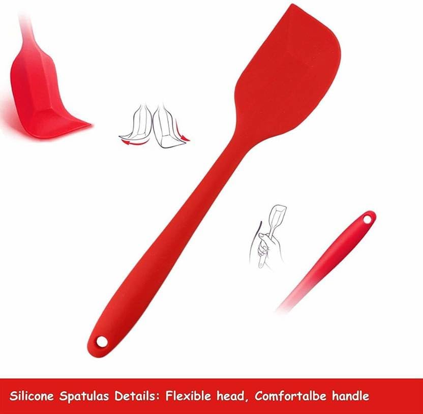 Image of Jamboree Silicone Spatula Set of 2, Large Heat Resistant Spatula for Cooking, Baking and Mixing, Non-Stick Cookware for Kitchen, BPA Free, Flexible, Seamless Design, Deluxe, Red.