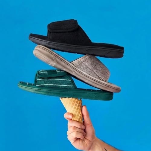 Image of Dearfoams Men's Adjustable Indoor /Outdoor Memory Foam Machine Washable Summer Slide Slipper