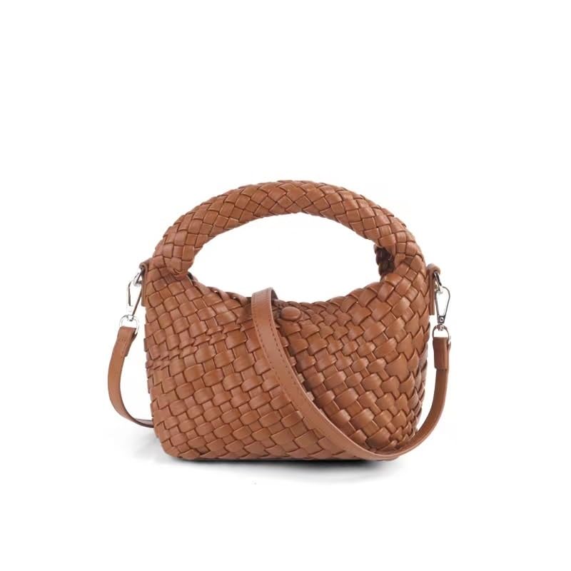 peydenWomen Woven Tote Small Crossbody Bag, Weave Quilted Purse Square Shoulder Bag Woven Handbag with Detachable Strap