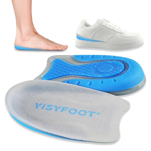 YISYFOOT Heel Cups Gel Inserts for Pain Relief, Small Blue